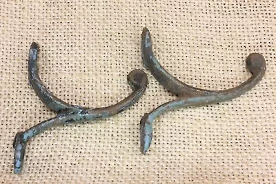 2 Old Single Coat Hooks Farm School House Wardrobe Blue Paint Vintage 1850’s  2” • $22.41