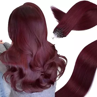 DIYOMO Virgin Remy Microlink Hair Extensions - Human Hair#99J Wine Red Micro ... • $51.97