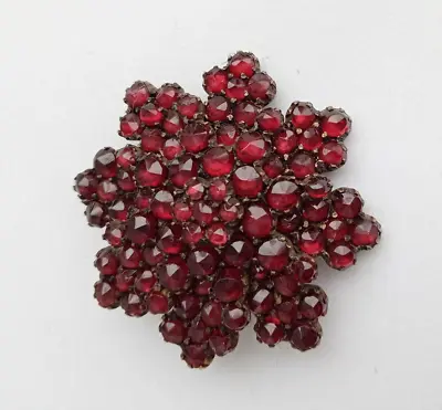 Antique Pendant Brooch Natural Czech Garnet Pyrope Gilding Women's Jewelry • $245