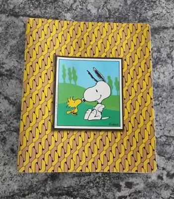 Peanuts Snoopy Woodstock 3 Ring Binder Vintage 1980s Plaid Yellow Brown • $17.99