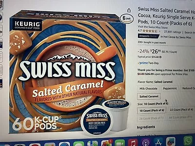 Swiss Miss Salted Caramel Hot Cocoa Keurig Single Serve K-Cup Pods 60 Count • $10