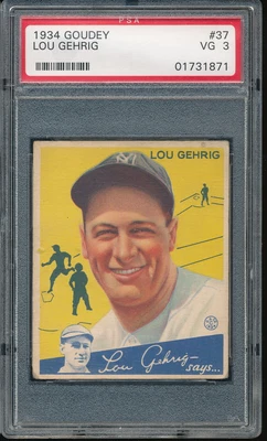 $7200 • Buy 1934 Goudey Lou Gehrig #37 PSA 3 - Yankees