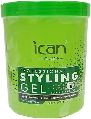 Ican Olive Oil Styling Gel Green All Day Hold 880ML • £5.99