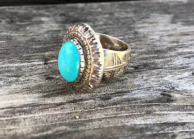 Vintage Native American Sterling Silver Turquoise Stone Ring Sz  9 Signed CP • $79.99