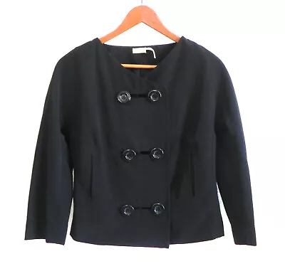 Max Studio Special Edition Semi-Crop Jacket Double Breasted Black 3/4 Sleeve M • $24.99