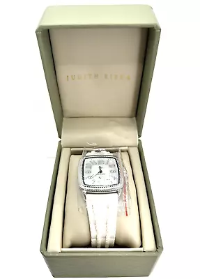 NIB Judith Ripka Quartz Mother Of Pearl Silicone Band White Watch • $59.99