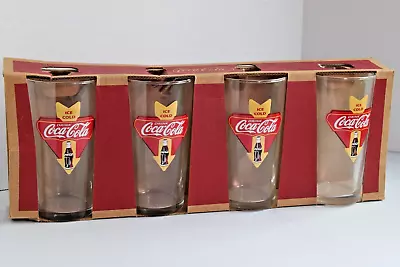 (4) Coca-Cola 20 Oz Glass Tumblers 'Drink Ice Cold CC' Anchor Hocking W/ Box • $10