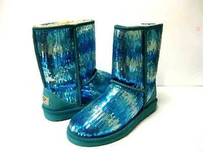 Ugg Classic Short Sparkle Women Boots Marine Blue Us 7 /uk 5.5 /eu 38 /jp 24 • $139.99