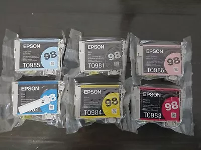Epson 98 High-Yield Black & Colors Ink Cartridges Packof 6 T098120-BCS No Box G • $72.55