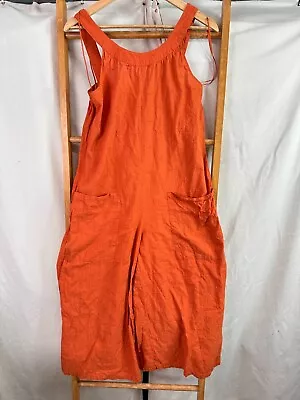 Seed Heritage Jumpsuit Womens 8 Orange Sleeveless Wide Leg Embroidered Boho • $28.95