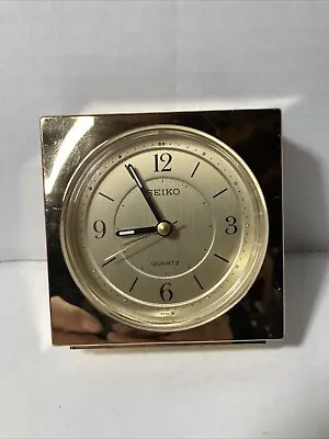 Vintage SEIKO Quartz Beautiful GOLD Tone ￼Travel Alarm Clock QEJ150G COLLECTORS • $28.50