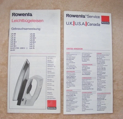 £4.50 • Buy Vintage Rowenta Iron Users Manual Instructions For Use & Service Booklet 
