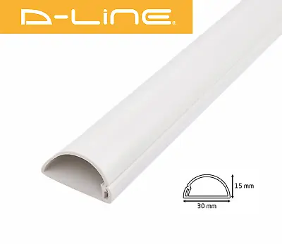 D-Line 30x15 White PVC Trunking TV Cable Management Hide Cover Wire 1 Meter  • £8.99