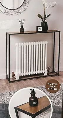 Rustic Oak Radiator Console Table Console Table Hallway Oak Top With Metal Legs • £42.95