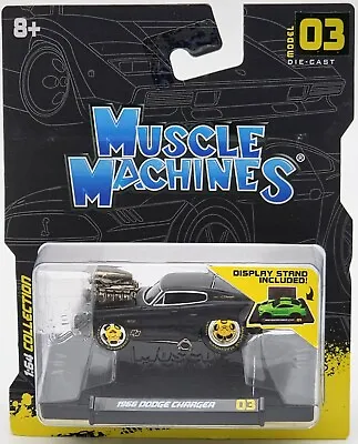 Muscle Machines 2024 1:64 Collection Black S1 #03 1966 Dodge Charger Real Riders • $15.99