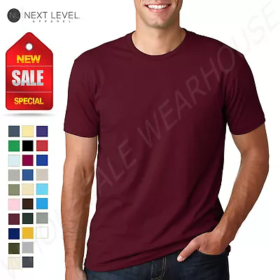 NEW Next Level 100% Cotton Men's Premium Fitted Crew Neck XS-XL T-Shirt R-3600 • $6.79