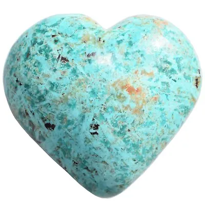 Charged Top-Grade Turquoise Crystal Puffy Heart / Palm Stone + Selenite Heart • $24.99