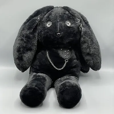 Black Bunny Gothic Lolita Plush Mini Backpack Piercings & Chains Hot Topic NEW • $50