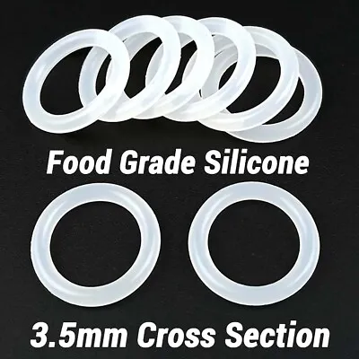 £2.03 • Buy Food Grade O-Ring 3.5mm Cross Section Clear Silicone Rubber O Rings Various Size