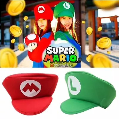 Kids Adult New Anime Cosplay Props Hats Luigi Bros Fabric Dome Hat Baseball Cap  • $13.50