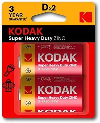 Kodak Super Heavy Duty Size D 2 Pack Zinc Batteries (30069367) • $8.59