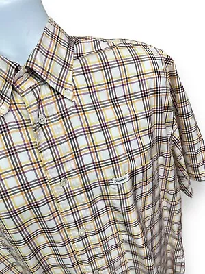 Faconnable Mens Short Sleeve Pocket Shirt Size Large Multicoloured Check • £14.50