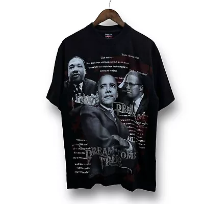 Vintage Hoss Heavyweight MLK Malcom X Obama Rap T Shirt Black Size XL 22 X 32 • $17.96