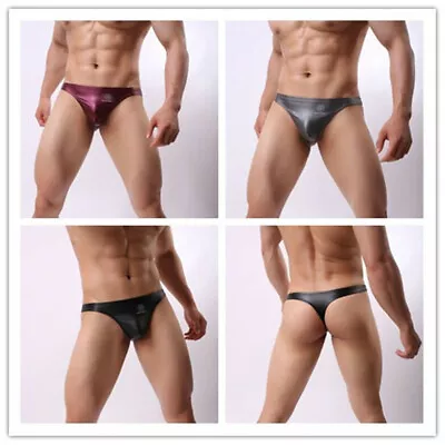 3 PC New Thong Men T Pants Underwear For Low Waist Briefs Imitation Leather Male • $17.80