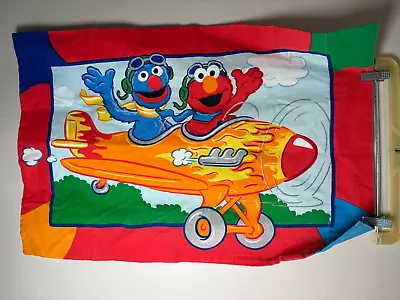 Sesame Street Pillow Case Big Bird Oscar Elmo Plane Flying Colorful 2009 • $15.58