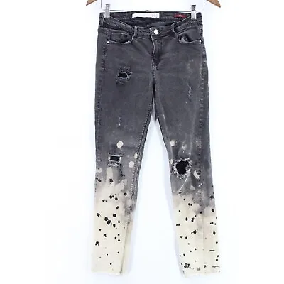 Zara Trafaluc Jeans Womens Tie Dye Black & Beige Denim Skinny Jeans Size 6  • £13.92