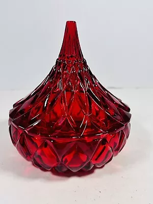 HERSHEY'S KISS Shaped Ruby Lead Crystal CANDY DISH Shannon Designs Ireland • $15