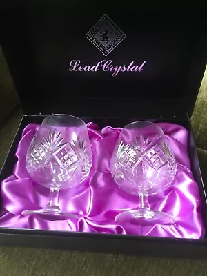 Pair Of Edinburgh International Lead Crystal Brandy Glasses • £15