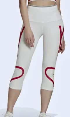 ADIDAS Stella McCartney Truepace White Solar Red 3/4 Tights NEW Womens S M L XL • $74.92