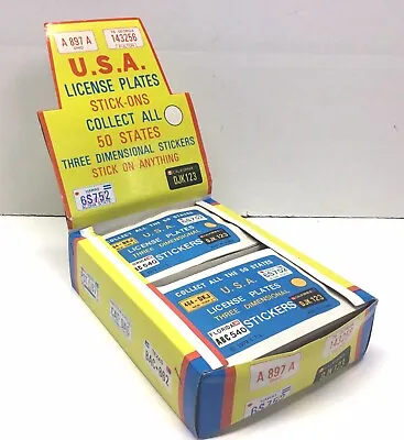 72 Vintage 1979 Dime Store Display  - 2 1/2  Vinyl License Plate Puffy Stickers • $15.99