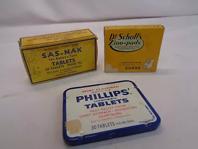 Vintage Medical Boxes/Tins - Dr. Scholls Zino-Pads SAS-NAK Tablets Phillips • $29.99