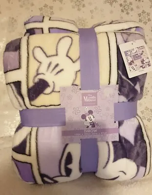 Disney Minnie Purple Sherpa Fleece  Plush Throw Blanket Huge 220cm X 160cm New • £24.99