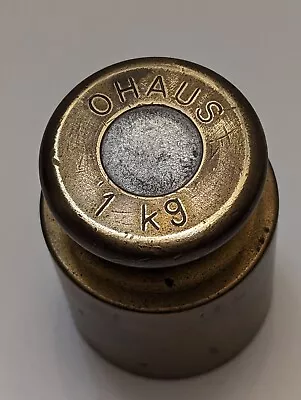 Vint. Ohaus Brass Balance Scale Calibration Weight 1 Kg One Kilogram 2.75  X 2   • $30