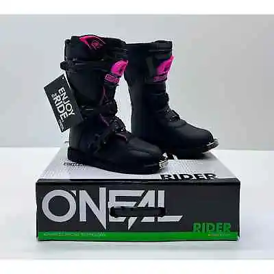 O'Neal Youth Rider Offroad Motocross Boots Black/Pink Size 1 NIB #011S  • $102