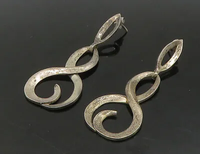 MEXICO 925 Sterling Silver - Vintage Dark Tone Swirl Dangle Earrings - EG11376 • $99.18