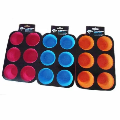 6 Cup Silicone Cake Muffin Bun Cakes Yorkshire Pudding Tray Non Stick Pan Mould • £4.69