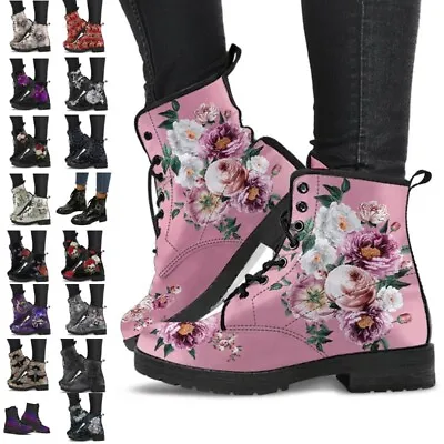 Womens Leather Boot Lace Up Ankle Boots Non Slip Vintage Women Walking Fashion • $52.31