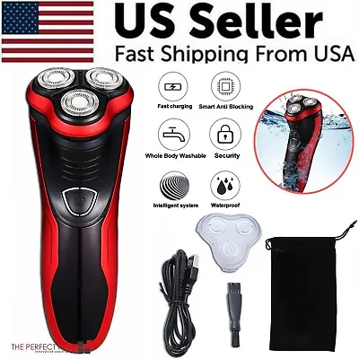 Men's Razor Rotary Waterproof Electric Shaver Pop-Up Trimmer Wet Dry Cordless  • $15.89