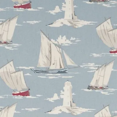 Clarke And Clarke Skipper Marine Sailing Boat Lighthouse Fabric • £10.95