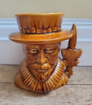 Vintage Beefeater Brown Toby Jug Mug Falcon Ware Treacle Glaze - Made In England • £10.99