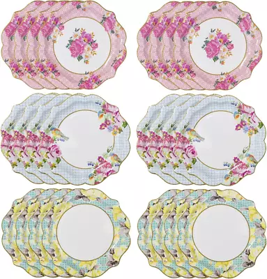 Pretty Vintage Floral Paper Plates Afternoon Tea Mothers Days Table Party Decora • $18.54