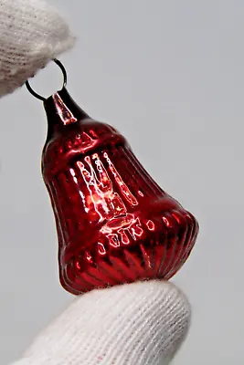 Vintage Glass Tiny Mini Red BELL Feather Tree Christmas Ornament Japan • $25