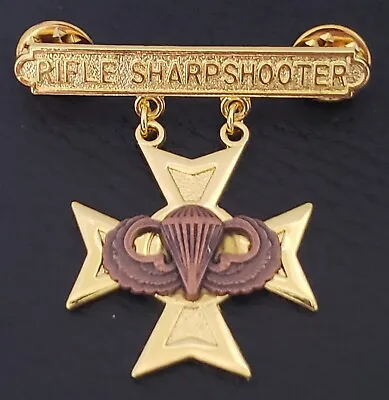 USMC US Marine Corps Qualification Rifle Sharpshooter Jump Wing Custom Pin D4 • $19.99