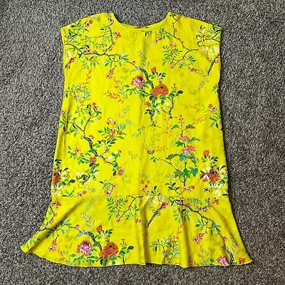 ZARA Yellow Floral Dress Sleeveless Large Round Neck Colorful Spring  • $16