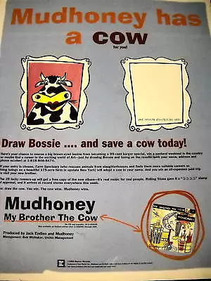 MUDHONEY Save A Cow Today 1995 PROMO POSTER AD • $9.95