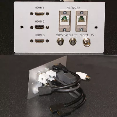 AV Metal Wall Plate HDMI V2.1 / Cat5e/Cat6 Network / TV Aerial / F-type Sockets • £65